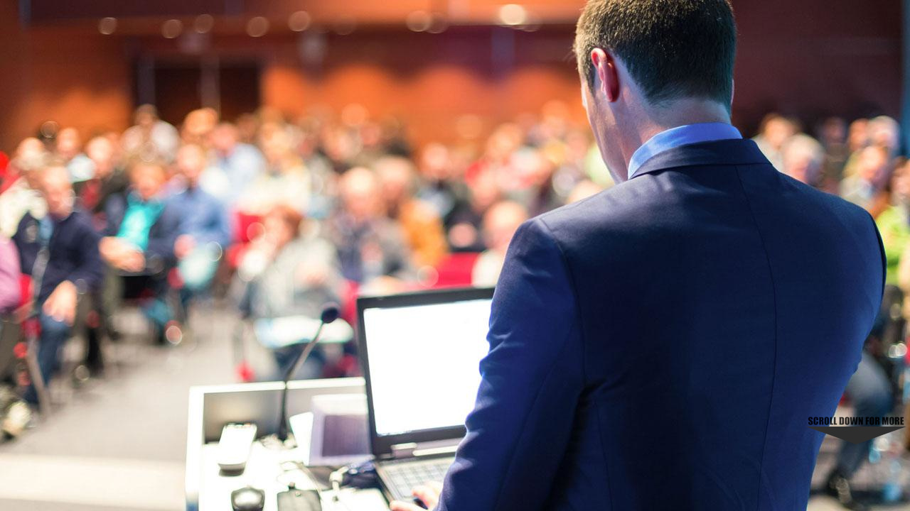 Speaker on Stage facing audience