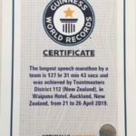 Guinness World record certificate. The full size one hangs in the reception at Waipuna